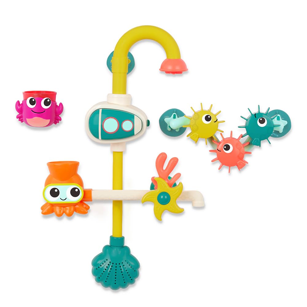 B. toys - Bath Pump Toy - Submarine Waterplay Set - 2 Pump Modes (Battery + Manual) - Drip Cup, Spinners & Gears - 10 Months + - Wonder-Full Waterworks