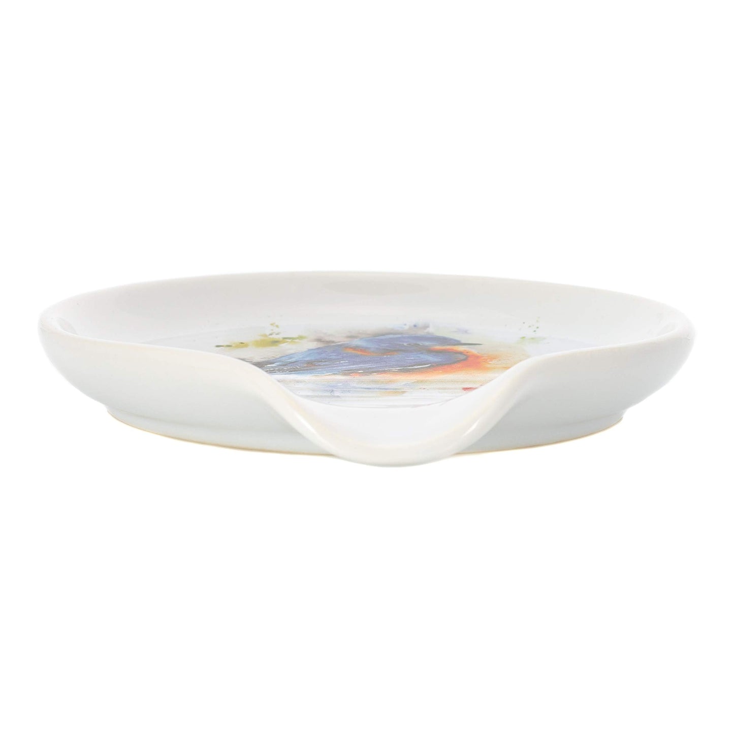 DEMDACO Dean Crouser Bluebird Watercolor 5 x 5 Glossy Ceramic Stoneware Spoon Rest