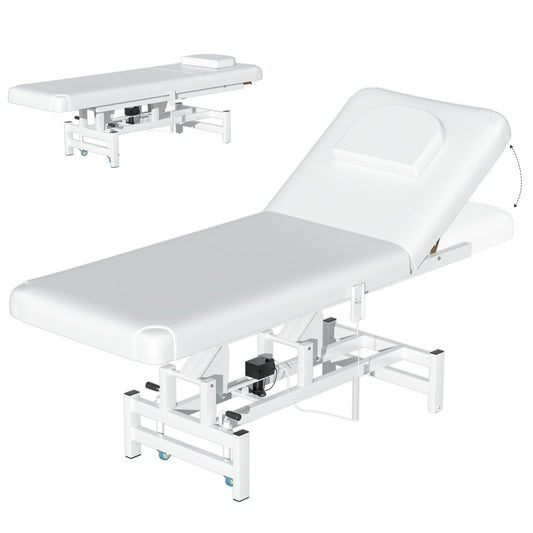 kaiwrxin Electric Lift Massage Table for Estheticians, Professional Facial Bed with Adjustable Backrest, Waxing Table, Heavy-Duty 1500lbs Capacity (White)