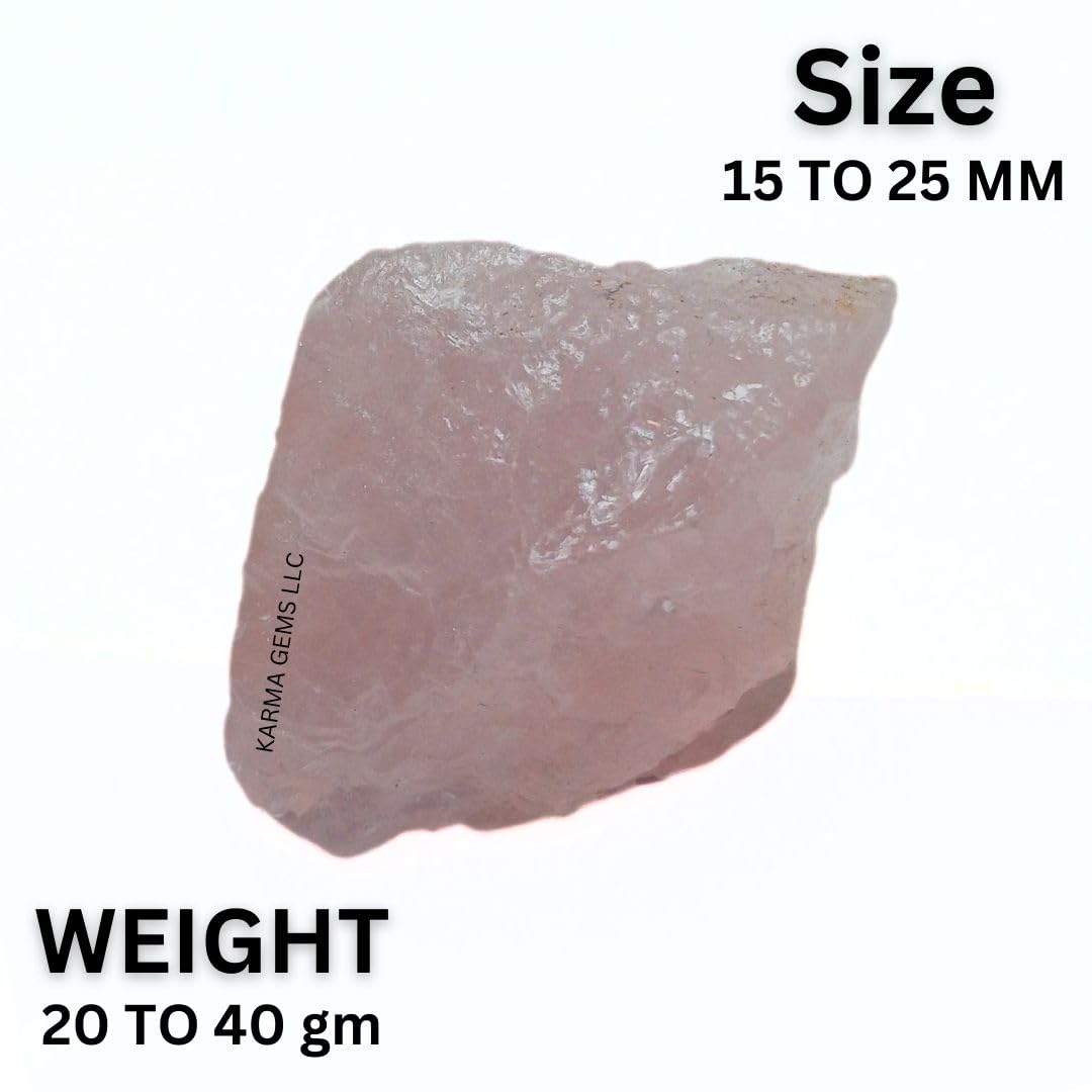 Karma Gems 5 Pcs Rose Quartz Natural Crystals - Raw Tumbling Cool Agate Crystal Stones - Rock Collections for Kids - Pink Healing Stones for Meditation, Chakra Balancing, and Energy