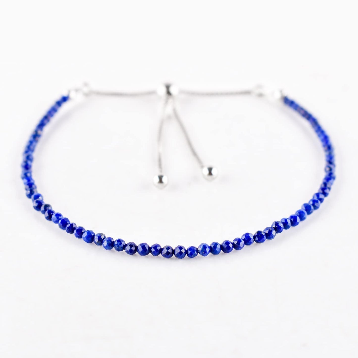 OdrillionGems A+ Genuine Lapis Lazuli Stone Beads Bolo Bracelet Natural Gemstones Crystals Handmade Minimalist Jewelry Rhodium Plated 925 Sterling Silver Adjustable Slider Chain 10 inch