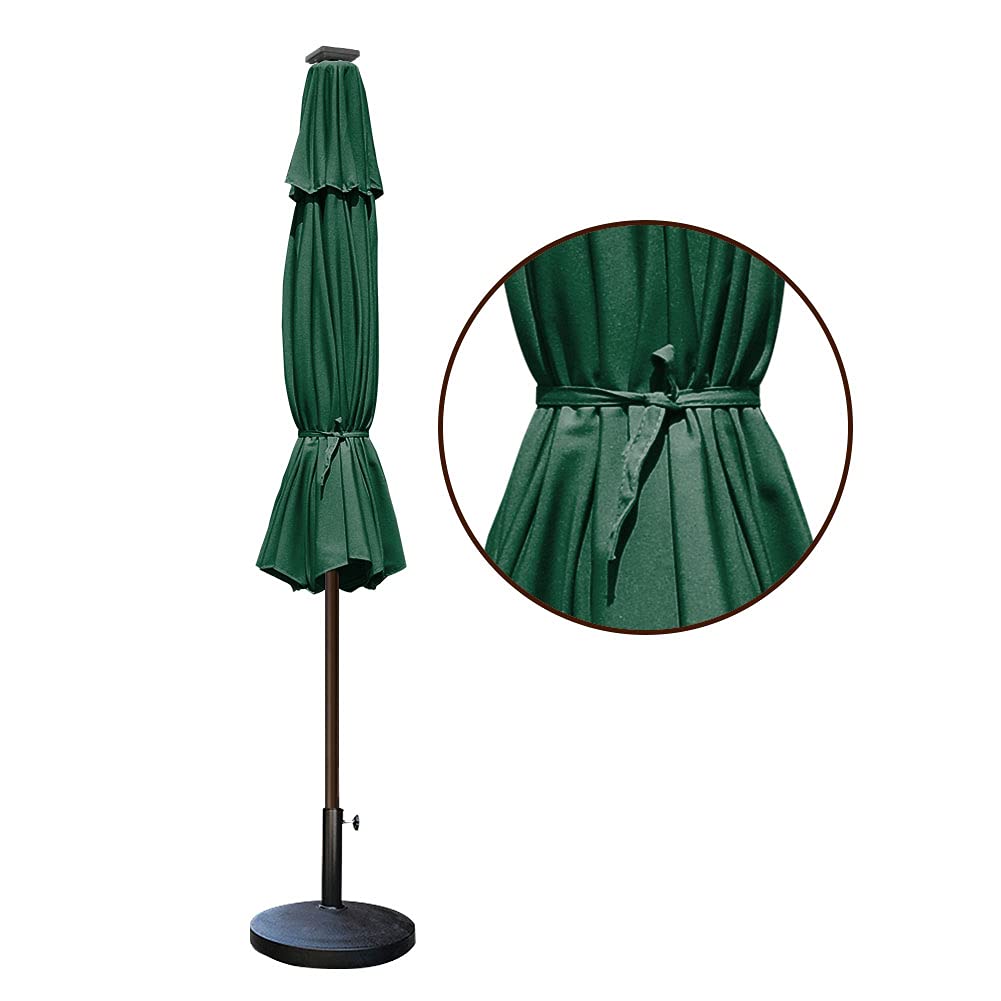 EliteShade USA 10-Year-Non-Fading 9ft Market Patio Umbrella, Commercial Grade Table Sun Umbrella with 80 Solar LED Lights, Crank Open, Windproof & UPF 50+ UV Protection for Garden, Deck, Pool, Backyard, Forest Green