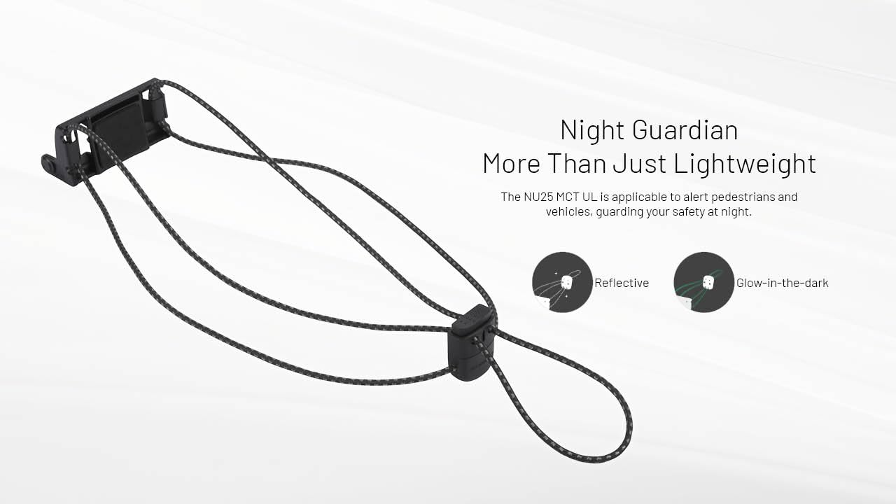Nitecore NU25 MCT UL 400 Lumens Ultra Lightweight Headlamp, USB-C Rechargeable Sticker for Back Packing, Camping and Running