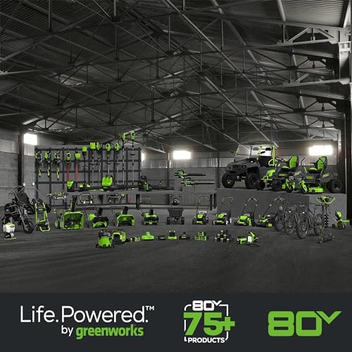Greenworks 80V 21” Brushless (Self-Propelled) Cordless Electric Lawn Mower + (580 CFM) Axial Leaf Blower (75+ Compatible Tools), 4.0Ah Battery and 60 Minute Rapid Charger, Green and Black