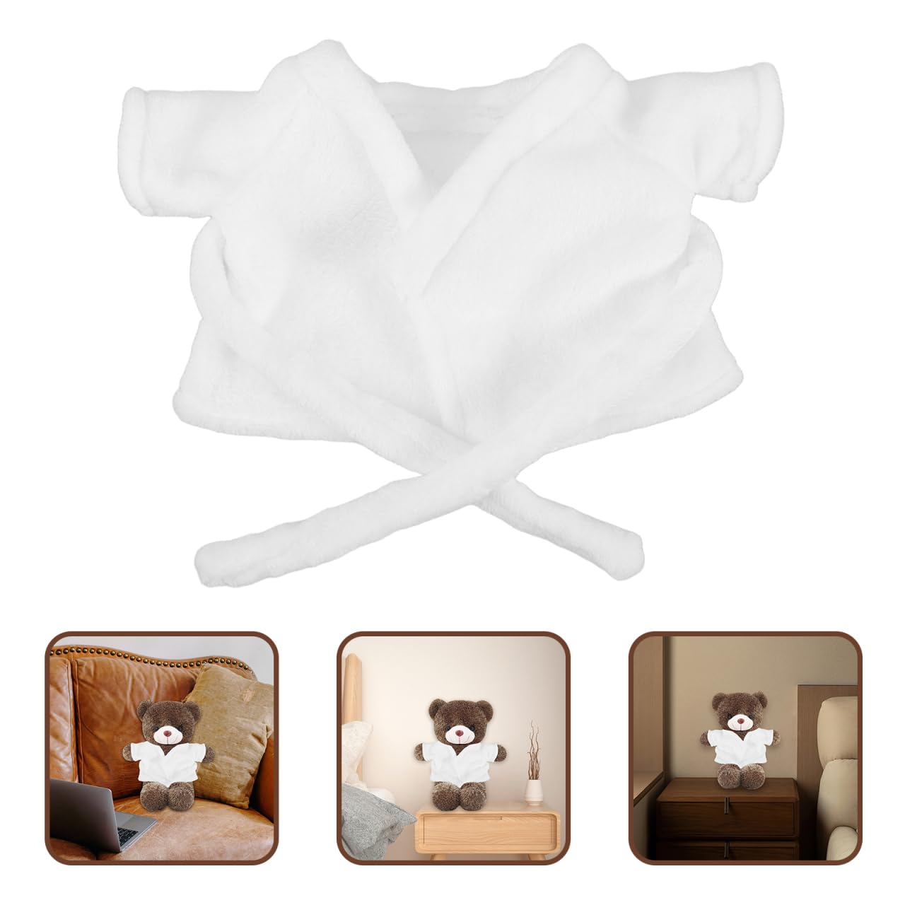Wakauto Doll Bathrobe & Sleepwear Set for 8-12 inch Stuffed Animals | Plush Bear Robe, Cotton Kimono for Rag Dolls & Mini Bears | Bathtub Toy & Dress Up Costume Favor
