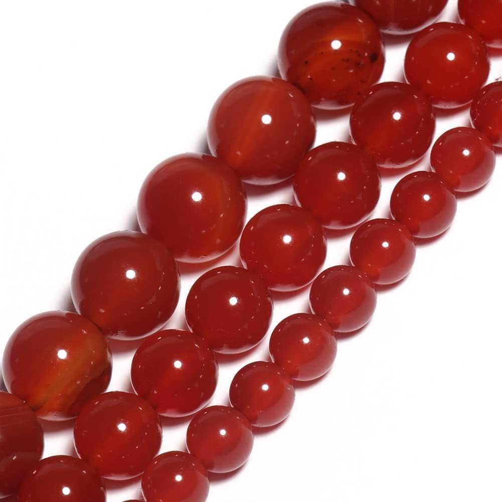 Yochus 60pcs Red Onyx Agate Beads，6mm Healing Power Natural Stone Round Loose Beads for Jewelry Making Earring Necklace DIY Crafts