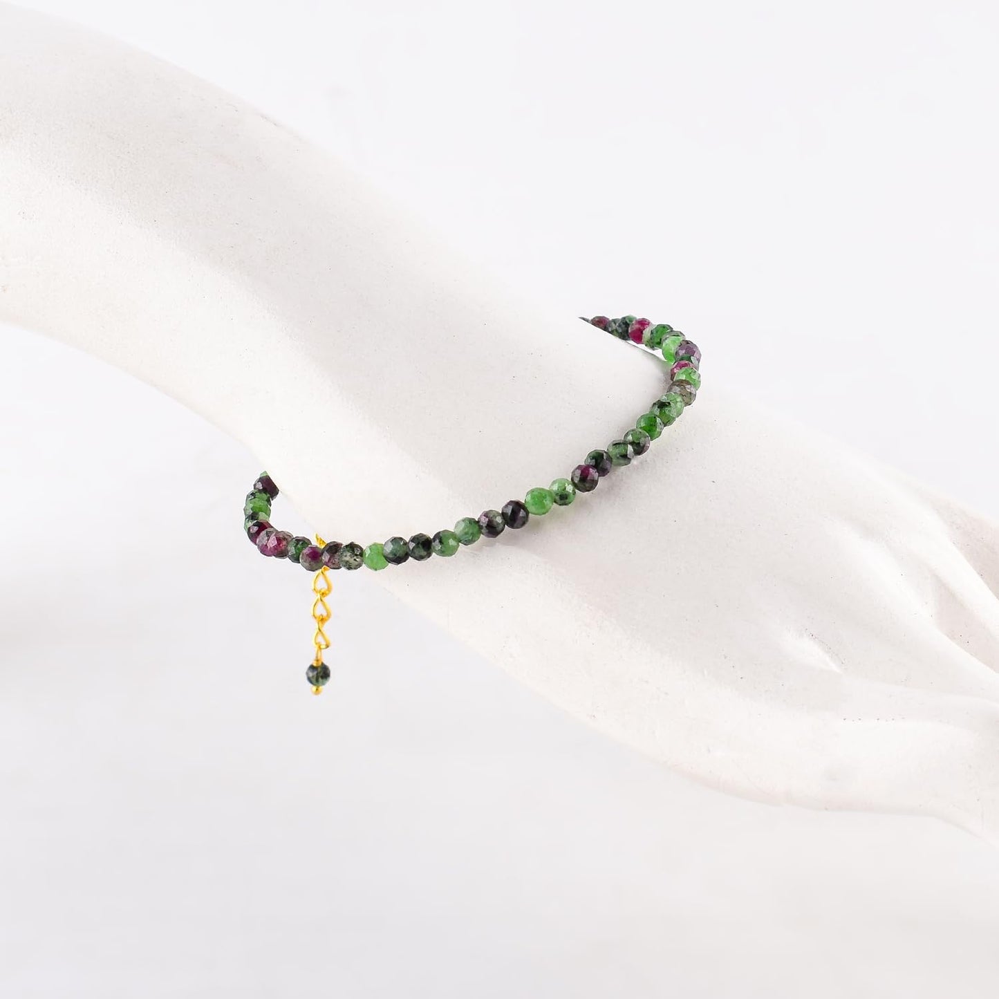 Natural Ruby Zoisite Gold Bracelets For Women, Dainty Gemstone Jewelry, Birthstone, Chakra Healing Energy Crystals, 14k Gold Plated Chain 8 inch Adjustable, Birthday Gifts For Women