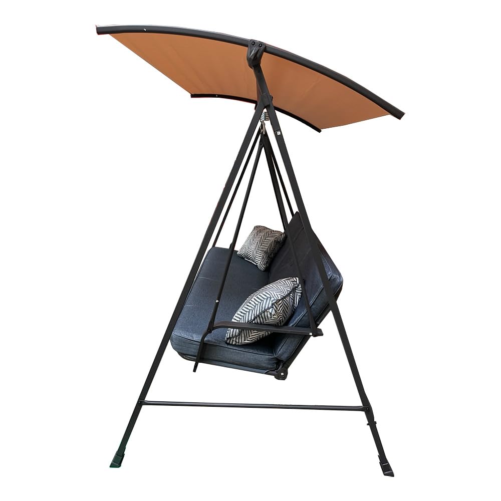 Garden Winds Custom Fit Replacement Canopy Top Cover Compatible with The Living Accents RUS496K 3 Person Steel Bench Swing - Upgraded Performance RipLock 350 Fabric - Slate Gray