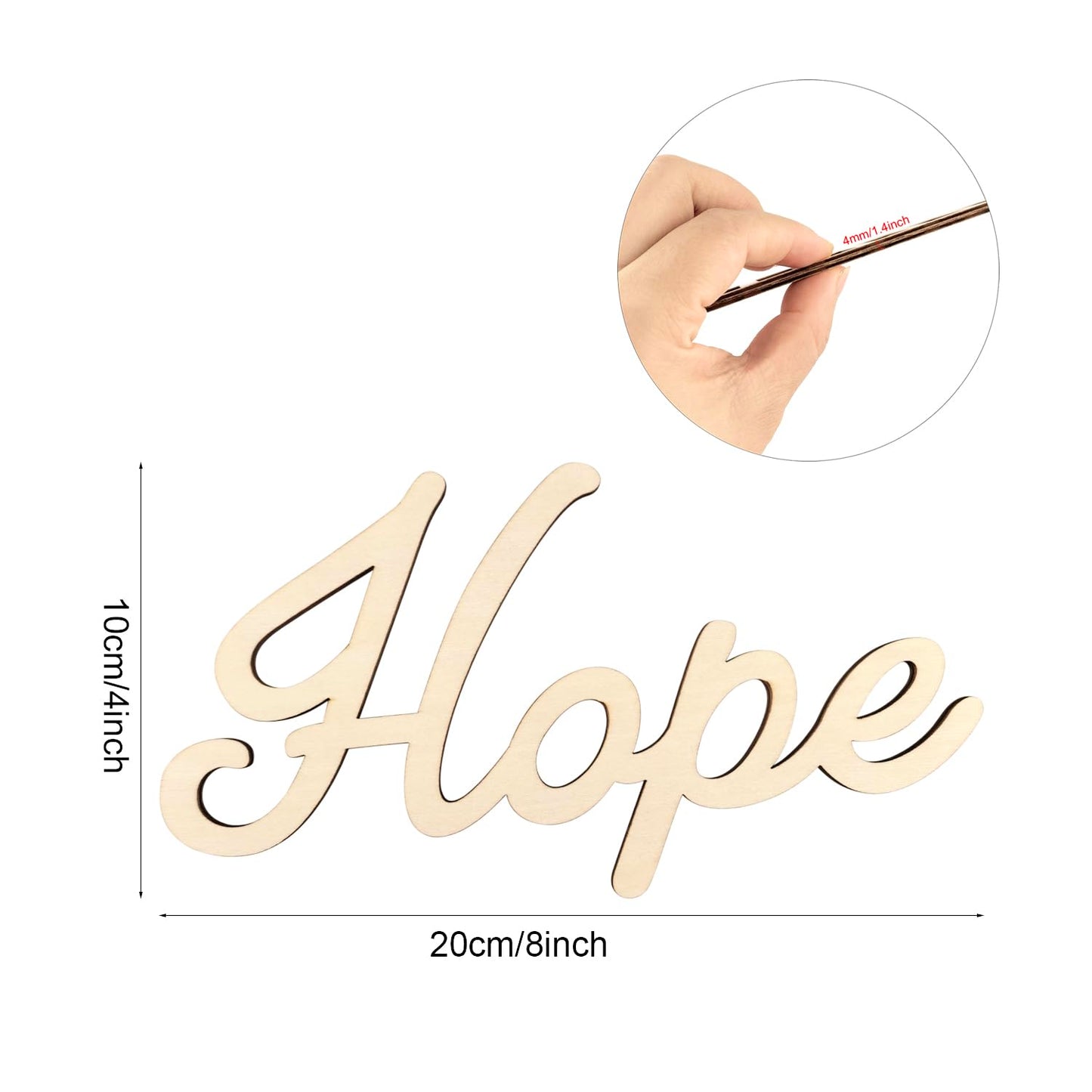 6 Pack 8 Inch Wood Hope Letters Cutouts Wood Hope Signs Wooden Hope Hanging Ornaments DIY Hope Wall Decor for Home Party Decoration
