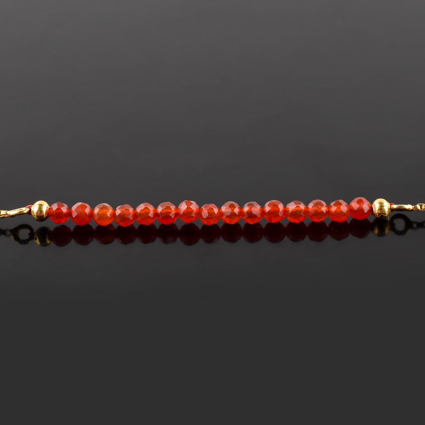 InfinityGemsArt Carnelian Bracelets For Women Natural Birthstone Jewelry Micro Orange Beads Beaded Stone Bolo Slider Crystals Gemstones Bracelet, 14K Gold Plated Adjustable Chain
