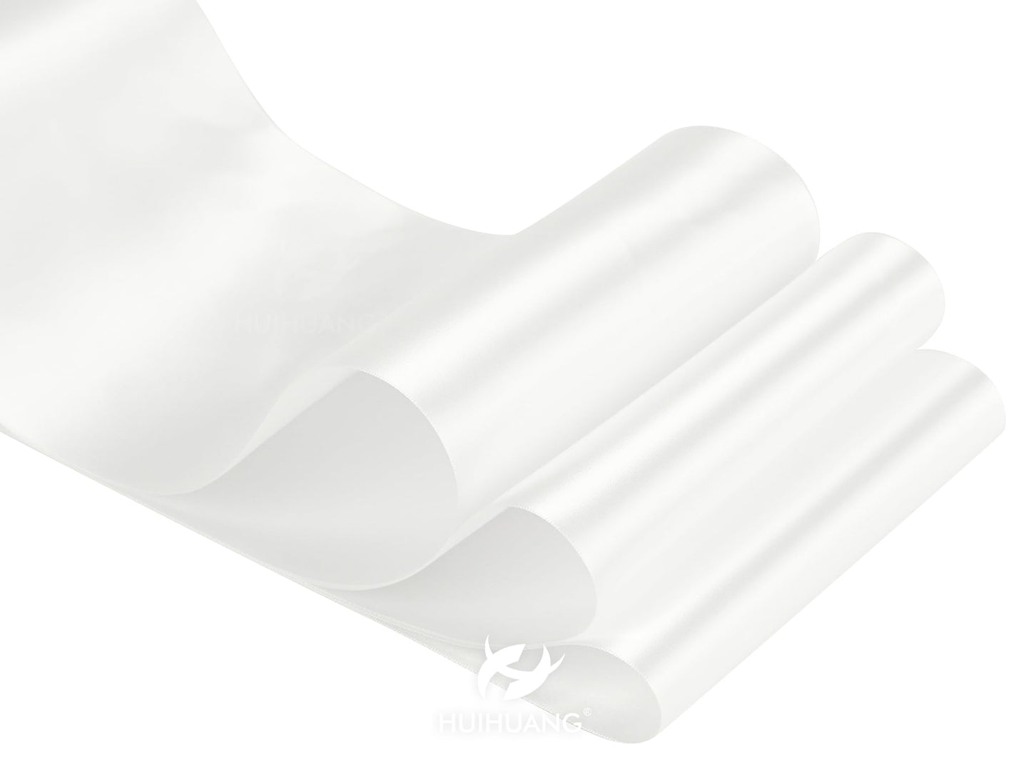 HUIHUANG Thick White Satin Ribbon 6 inch Extra Wide Double-Faced Satin Ribbon for Chair Sashes, Gift Wrapping, Large Bows, Sewing Crafts, Wreaths, Christmas Wedding Decor- Continuous 10 Yards