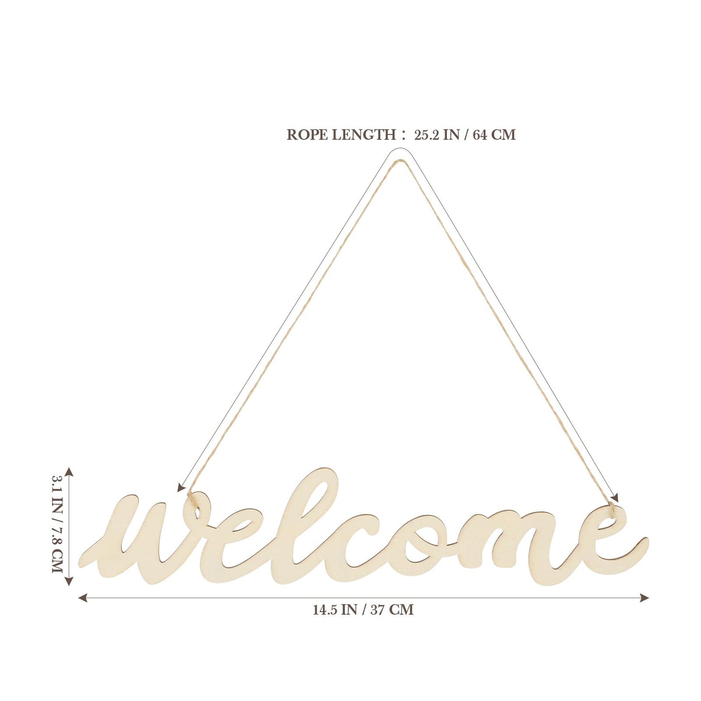 5pcs Wooden Welcome Cutout, Welcome Letters for Wood Sign, for Home Porch Restaurant Bar Decor 14.56 Inch Durable Wall Hanging Ornament