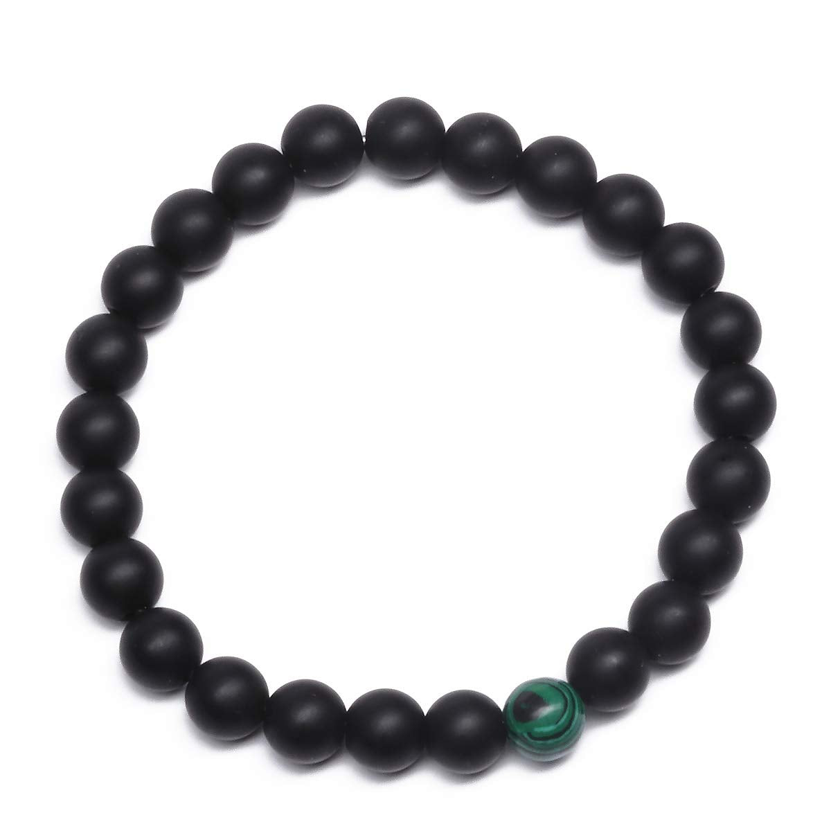 MengPa Mens Beaded Bracelets Couples Matching Bracelet Set Matte Beads for Women Stone Jewelry (Malachite) US3691