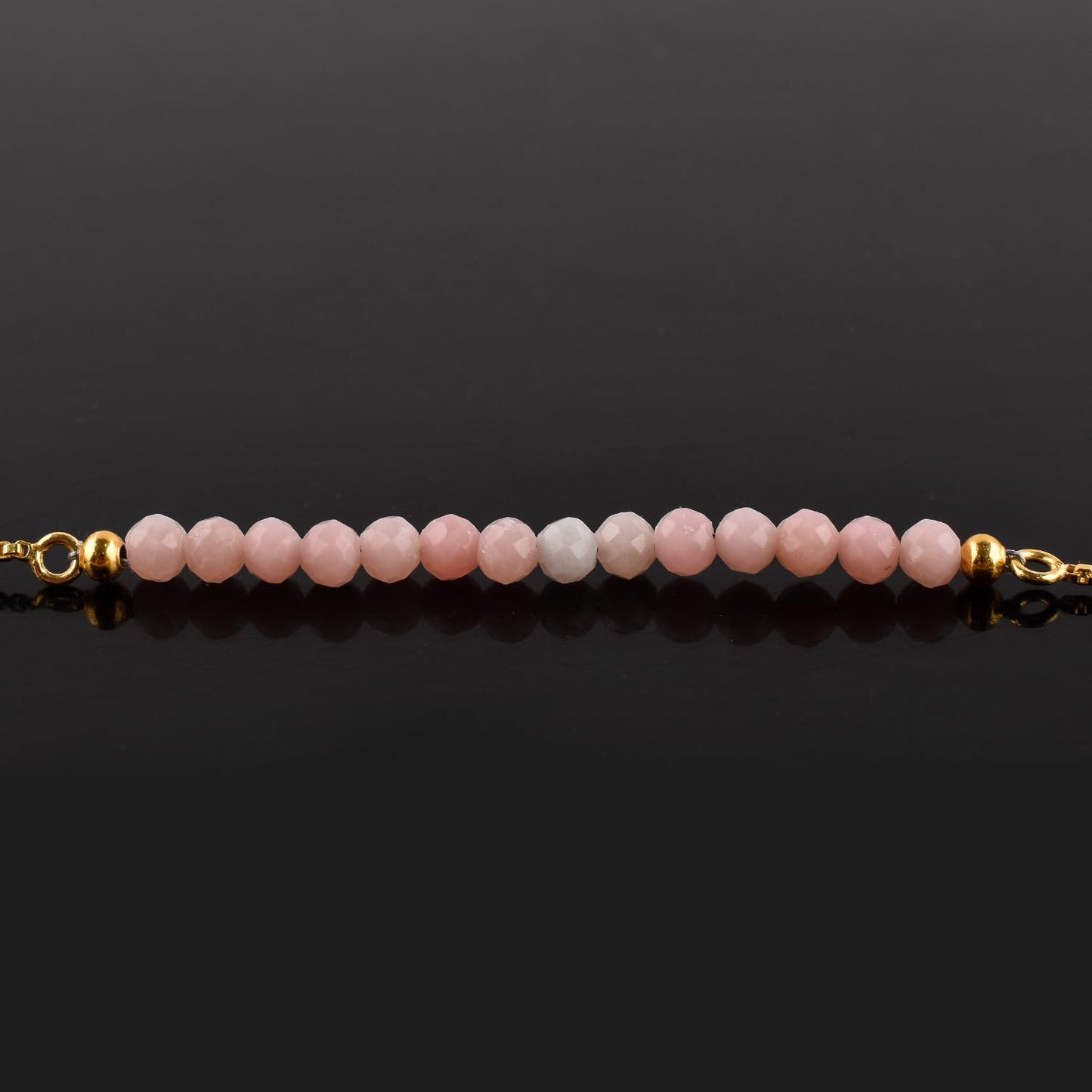 InfinityGemsArt Pink Opal Bracelets For Women, October Birthstone Jewelry, Dainty Pink Beaded Stone Bolo Slider Crystals Gemstones Bracelet, 14K Gold Plated Adjustable Chain, Valentines Day Gifts For Her