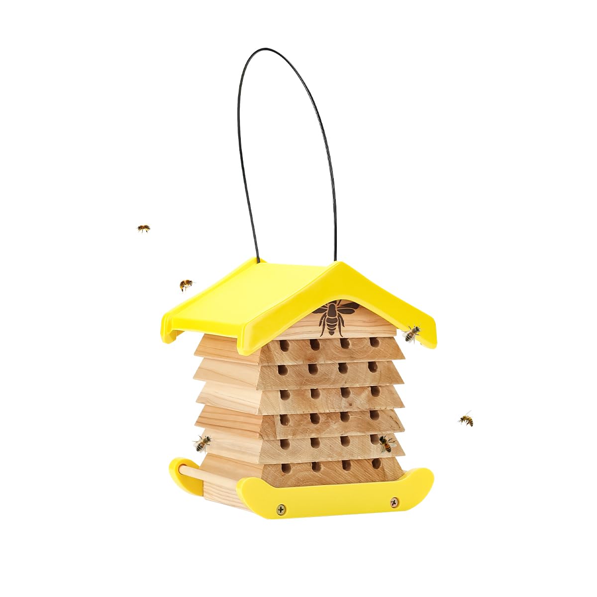 2026 Polinator Mason Bee House Shelter, Insect House Hotel - Backyard Bug Insect House Leafcutter Solitary Cedar Composite Interactive Wooden House - PollinatorManagement System