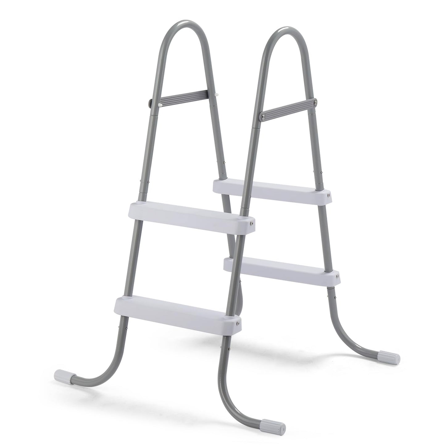 2 Steps Pool Ladder for Above-Ground Pools – 33in Max Height Iron Grey Frame + White PP Steps – Heavy-Duty 300 lbs Capacity – Rust-Resistant & Tool-Free Assembly