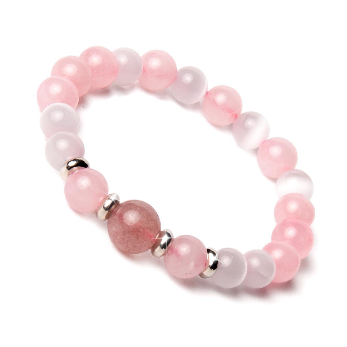 RONYOSTING Christmas Gift Pink Rose Quartz Bracelet for Daughter - Back to School Gifts for Girl Healing Love Crystal Jewelry,Cuarzo Rosa Beaded Charm
