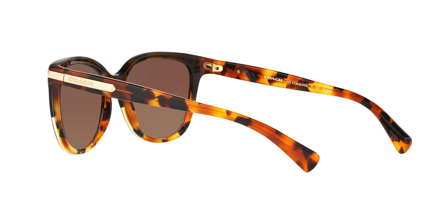 COACH HC8132 Sunglasses, Black Tortoise Gradient/Brown Gradient Polarized, 57 mm