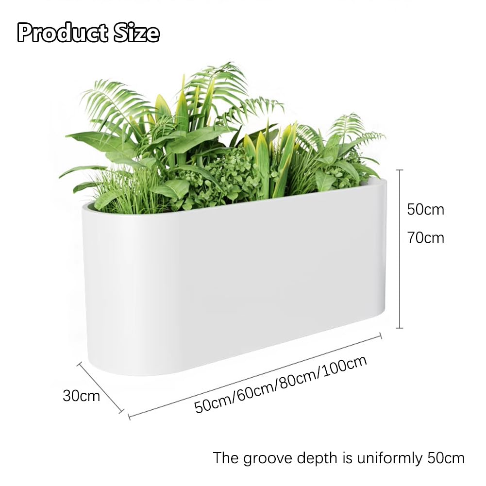 Sions Freestanding Planter Garden Beds, Outdoor Galvanized Planter Raised Garden Boxes, Raised Vegetable Gardens and Balcony Plant Tray Planting Beds,White 60cm*30cm*50cm