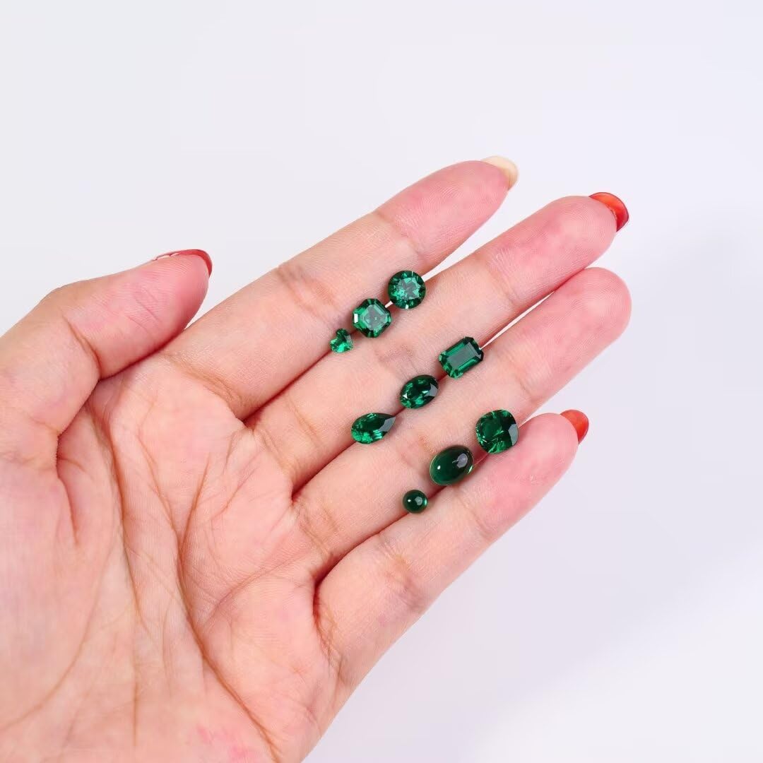 1PCS 6.5mm Round Laboratory Cultivates Zambian Emerald about 1 CT