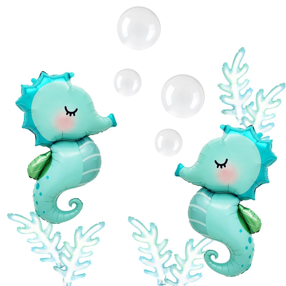 Inflatable Seahorse Balloons Under The Sea Party Decorations Ocean Mermaid Starfish Octopus Dolphin Beach Shell Theme Sea Animal Balloons Arch Kit Decor For Birthday Baby Shower Party Decorations