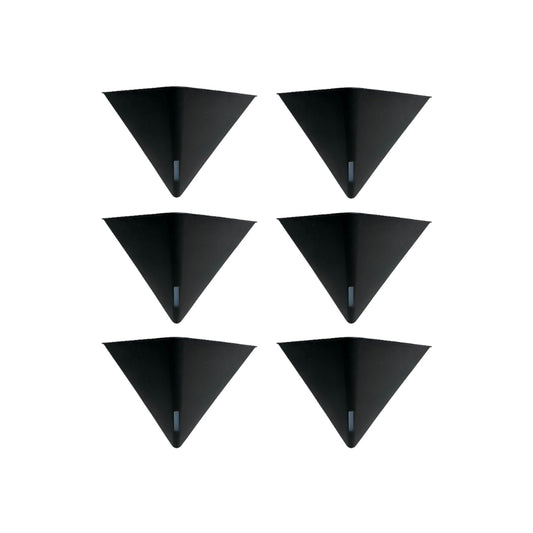 LaLaGreen Bundle - 12" x 6 Pack Black Large Self Watering Geometric Hanging Flower Vase Vessel with Metal Hanger, Modern Stylish Wall Mounted Succulent Pot Holder Decor