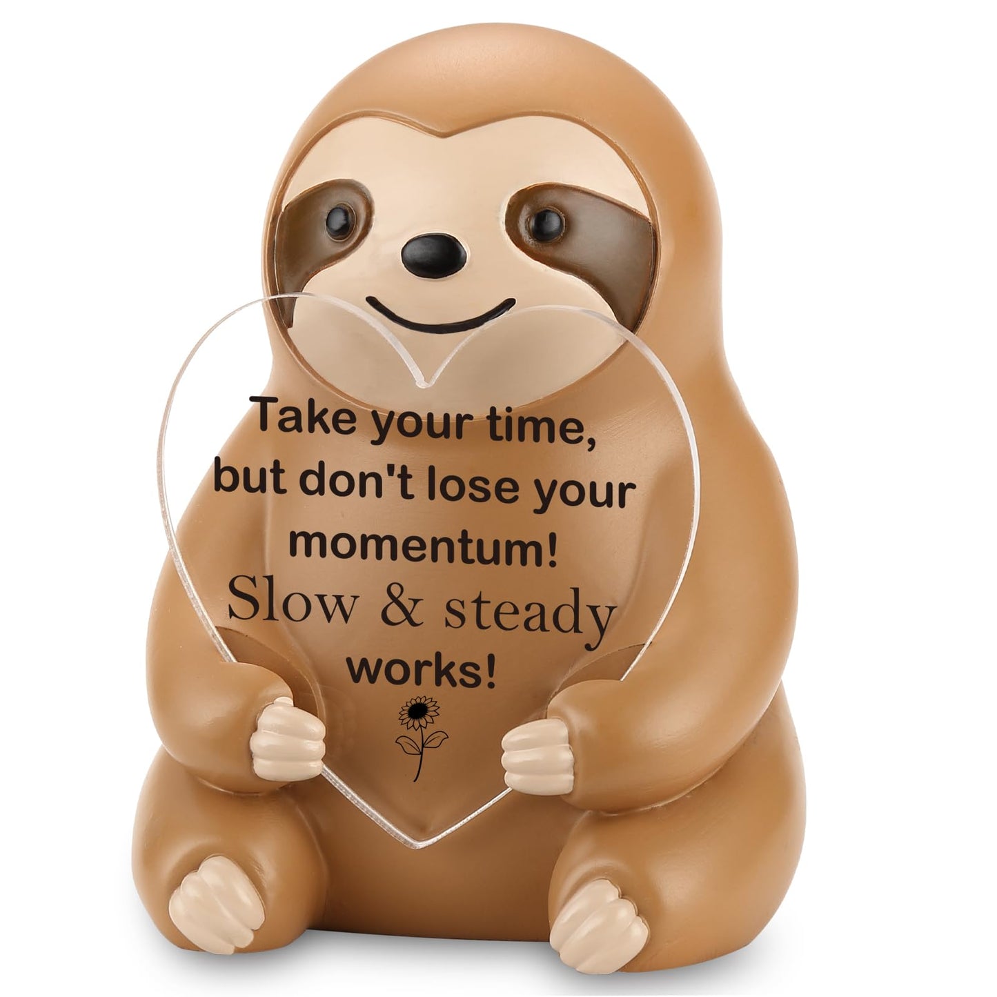 Sloth Figurine Inspirational Desk Decor, Positive Resin Sculpture Gift for Women Men, Inspirational Desk Buddy Office Décor Keepsake for Coworker Friend Student Birthday Graduation Christmas ES007
