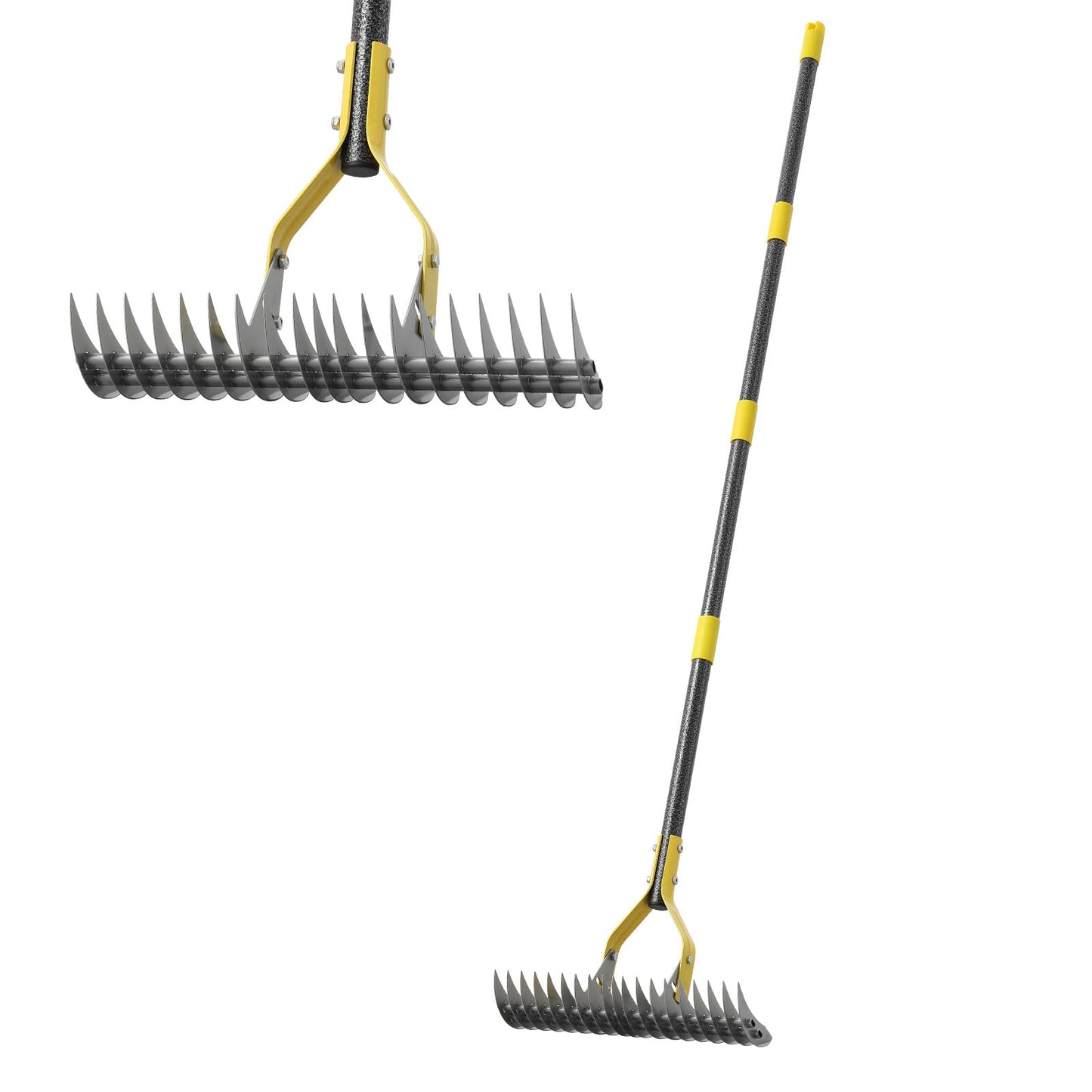 Thatch Rake,Cold-Pressed Steel Dethatcher Rake - 56 inch Adjustable Handle, Ergonomic Grip, Rust-Resistant - Perfect for Gardens, Lawns, Fields, & More - Senior-Friendly Design