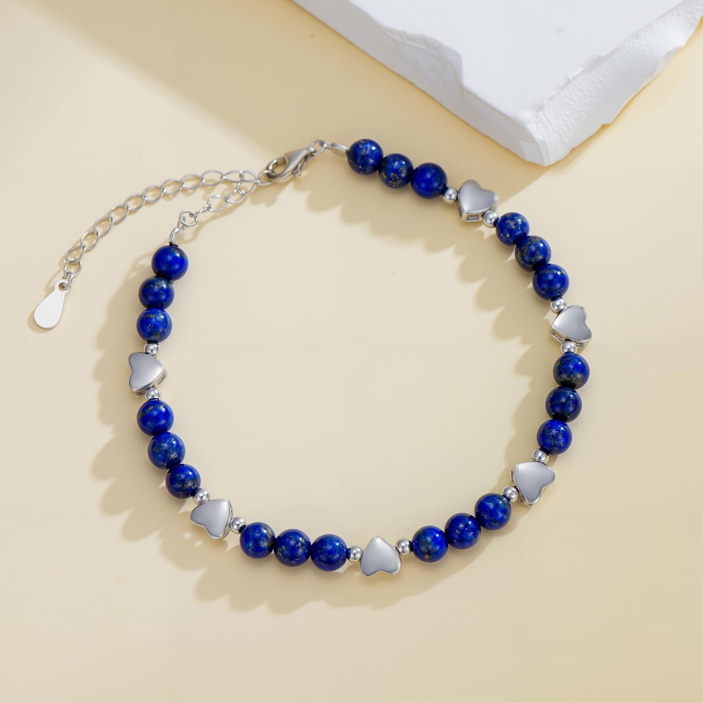 BETHZA Natural Lapis Lazuli Bracelet for Women Blue Lapis Link Adjustable Bracelets Boho Jewelry Gift for Wife