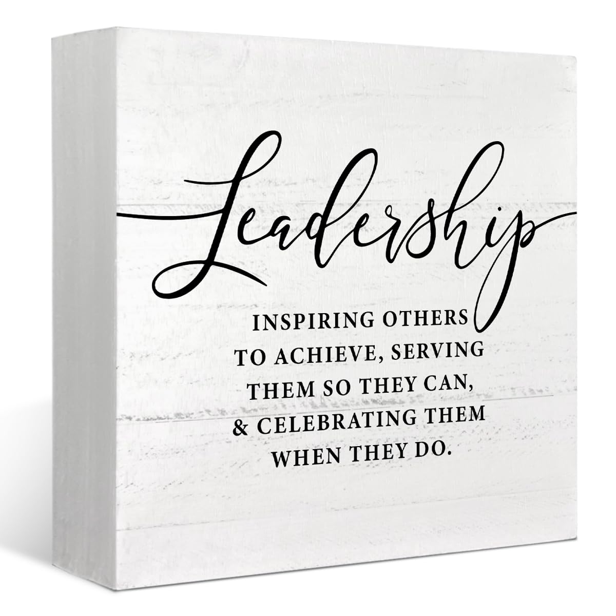 FLVGE Gifts for Leader Boss Mentor Leadership,Thank You Appreciation Gifts for Leader Teachers,Leadership Inspiring Others to Achieve Wooden Box Sign Desk Decor,Inspirational Office Decor,5x5