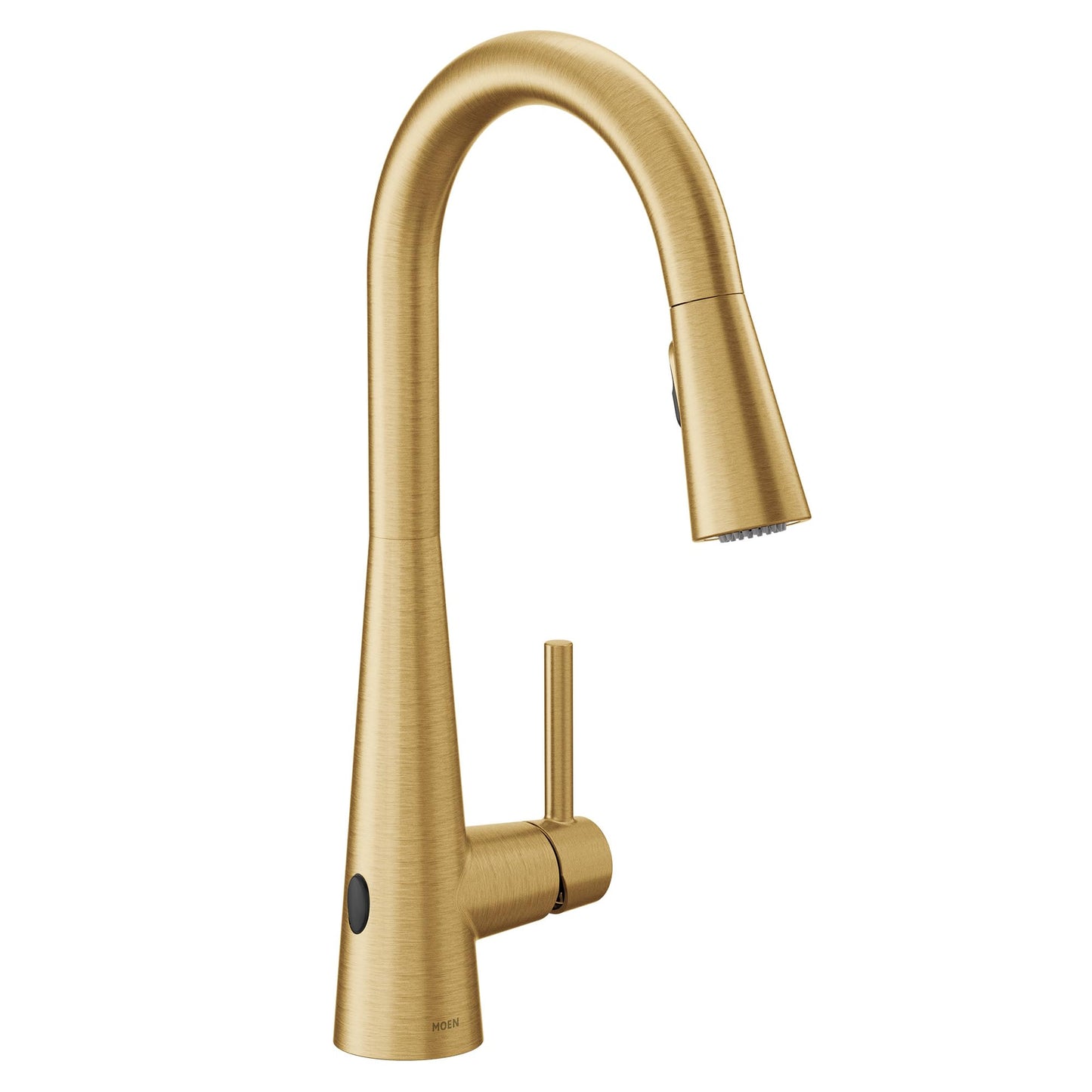 Moen Sleek Brushed Gold Motionsense Wave Sensor Touchless Kitchen Faucet, One-Handle Modern Kitchen Sink Faucet with Pulldown Sprayer Featuring Power Clean, 7864EWBG