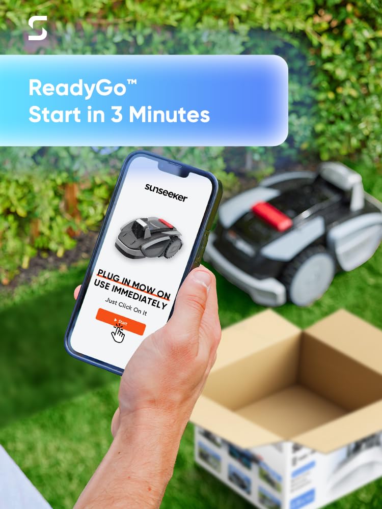 Sunseeker V3 Wireless Robot Lawn Mower 0.15 Acre/ 6,400 Sq. Ft, One-Click Mowing Automatic Lawn Mower, Vision AI Smart Obstacle Avoidance, 42% Slopes, Low Noise, Multi-Zone Navigation, App Control, In