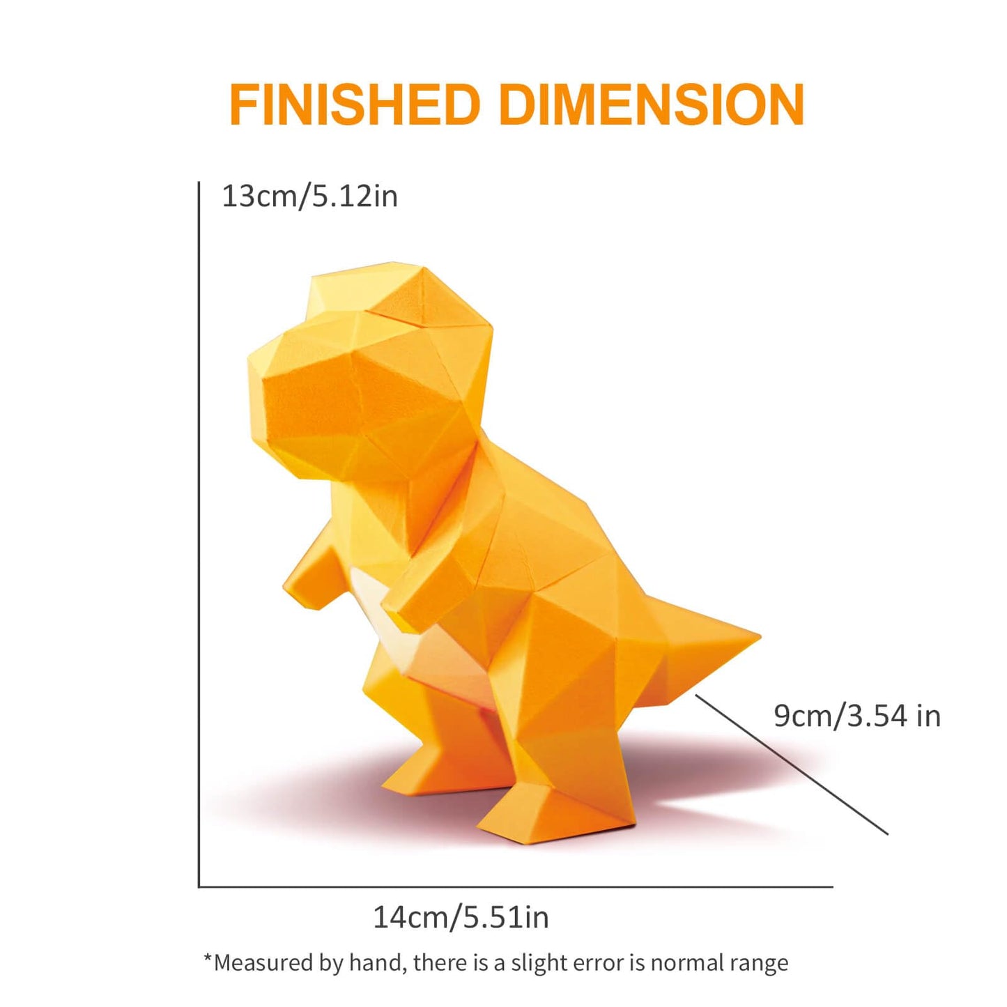 ORIGAMIPLANET 3D Dinosaur Origami Paper Craft Kit, T-Rex Cute DIY Pre-Cut 3D Papercraft for Teens & Adults, Creative Handmade Animal Figurine Paper Sculpture STEM Puzzle Origami Gift Set