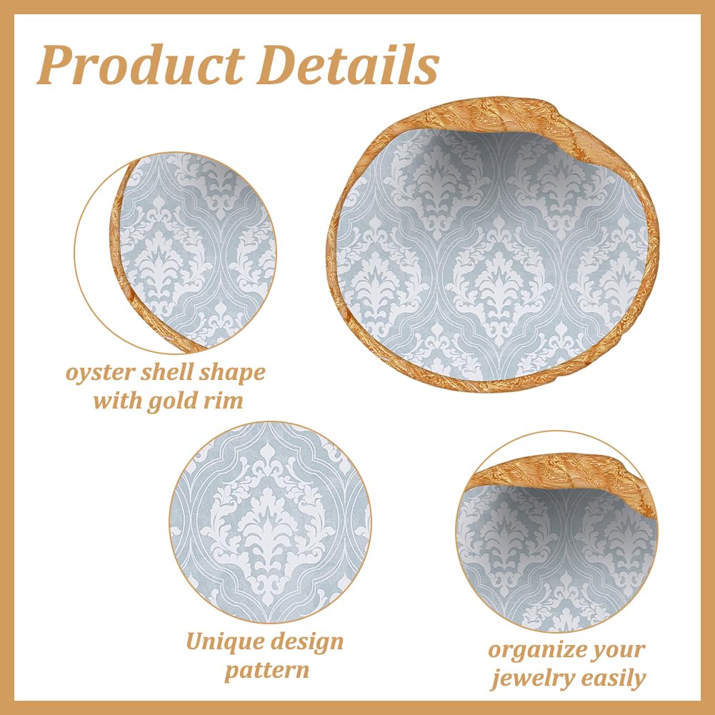 WEBEEDY 5 Sets Oyster Shell Jewelry Dish Kit Ring Holder Tray Trinket Dish with Decoupage Paper Jewelry Organizing Tray Adults Craft Kit for Earrings Rings Bracelet Necklace Storage