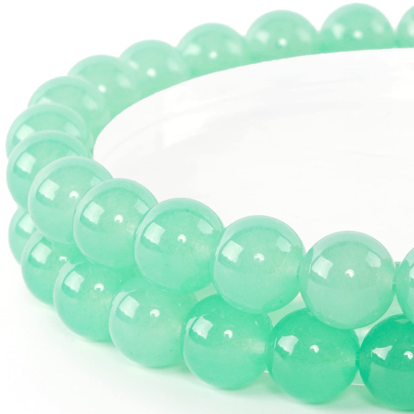 10mm Natural Green Chalcedony Round Bead - 35PCS Bulk Gemstone Beads for Jewelry Making, DIY Bracelets, Necklaces - Includes Crystal Stretch Cord - Stone Beads for Crafting Gifts