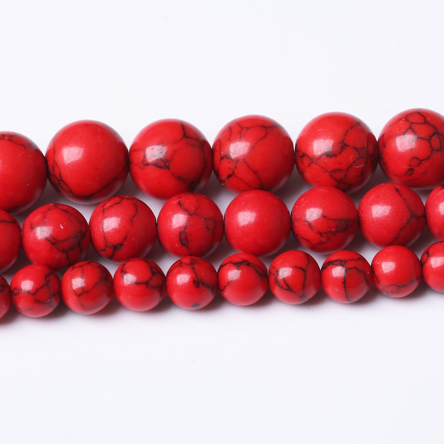 60PCS 6MM Red Turquoise Beads with Mother-of-Pearl Round Loose Beads for Jewelry Making 15