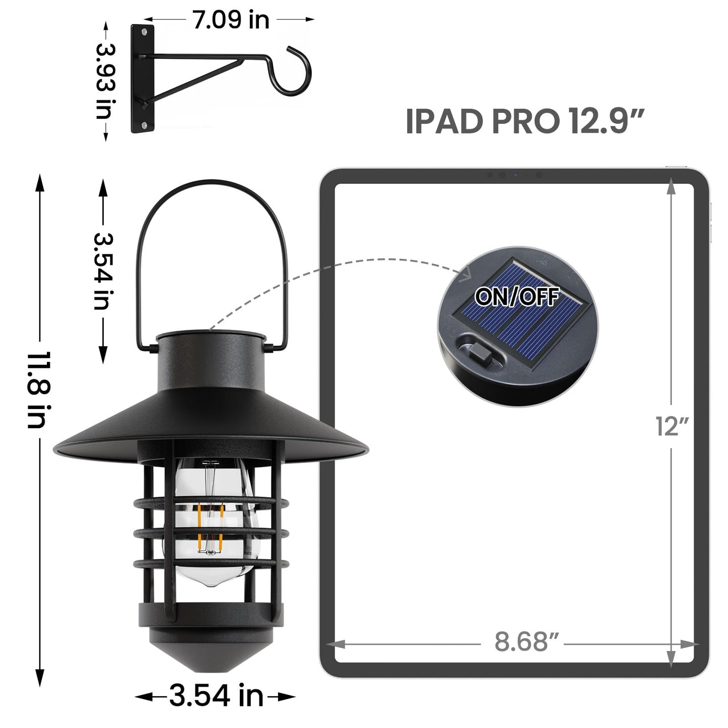 2 Pack Solar Lanterns Outdoor, Waterproof Hanging Solar Lights with Wall Mount Kit, Plastic Lanterns Solar Powered for Garden Decor, Patios, Trees, Front Porch, Gifts for Women Mom