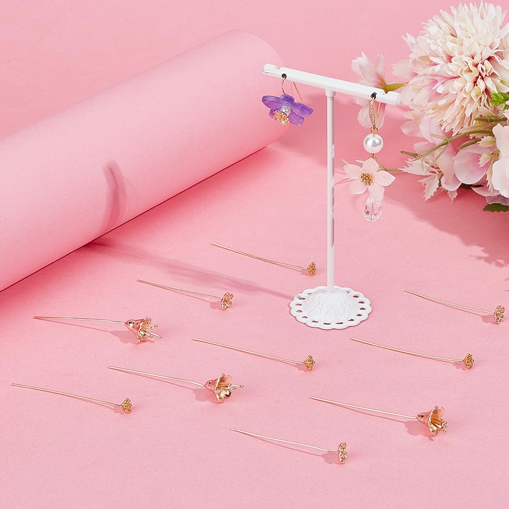 Beebeecraft 18Pcs 3 Styles Ball Head Pins Brass Flower Shape Eye Pin Real 18K Gold Plated Long Wire Needle Headpins Stick Pin for Jewelry Making Earrings Supplies DIY Craft Findings