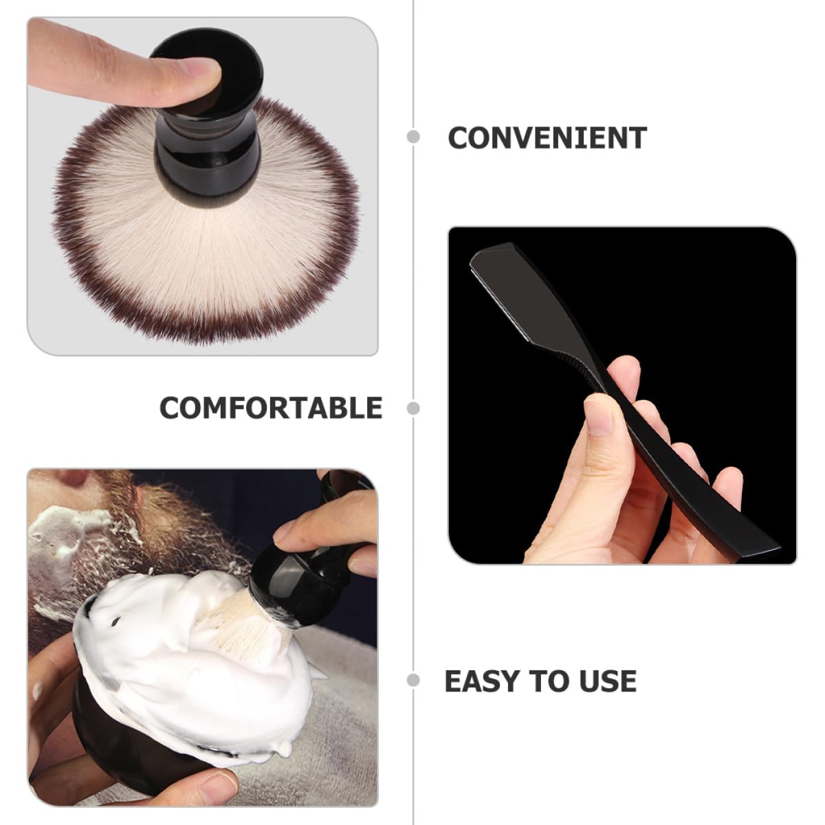 GANAZONO Men’s Manual Shaving Kit with Household Shaving Brush and Razor Holder Stand for Beard Grooming and Face Cleaning Multi-use Professional Grooming Tool Set for Travel and Daily Use