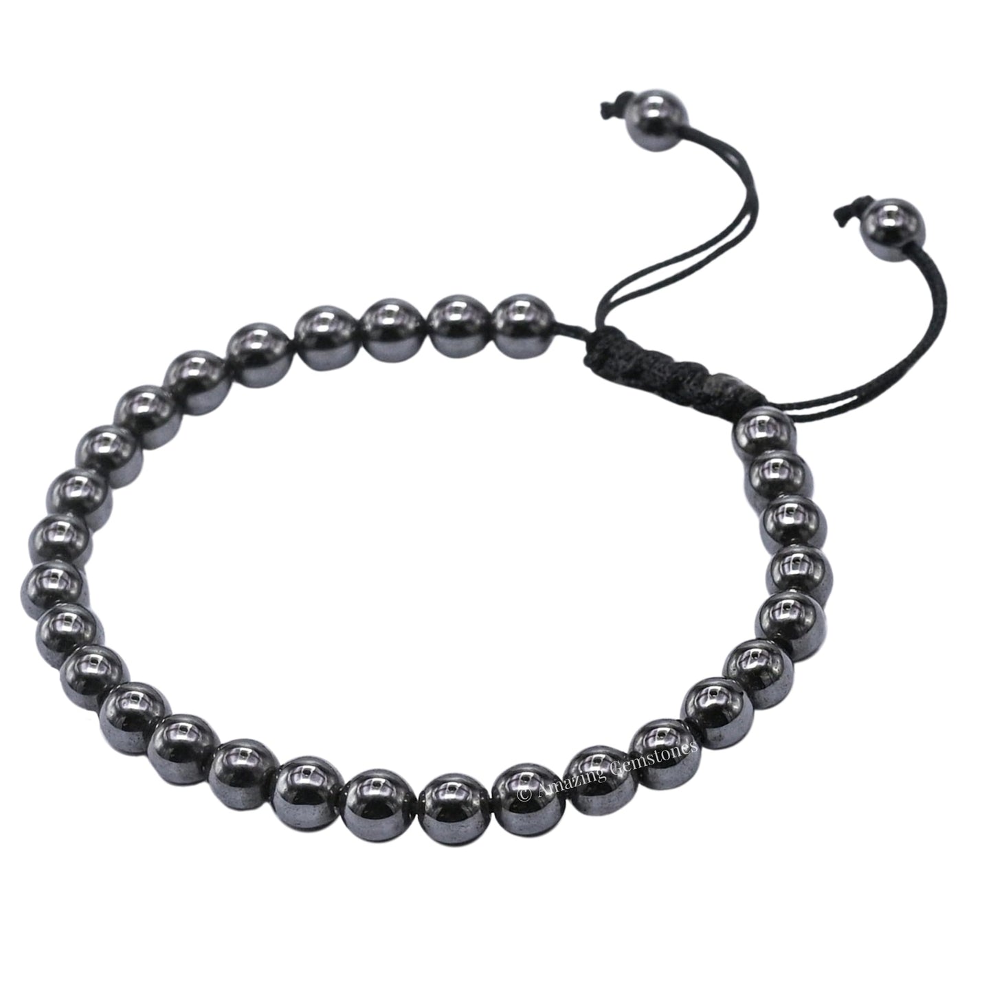 Amazing Gemstone Hematite Bracelet, Gifts For Men & Women - Protection Healing Crystal Bracelet - 6mm Gemstone Beaded Adjustable Bracelet, Pulseras Para Hombres Mujer Stocking Stuffers