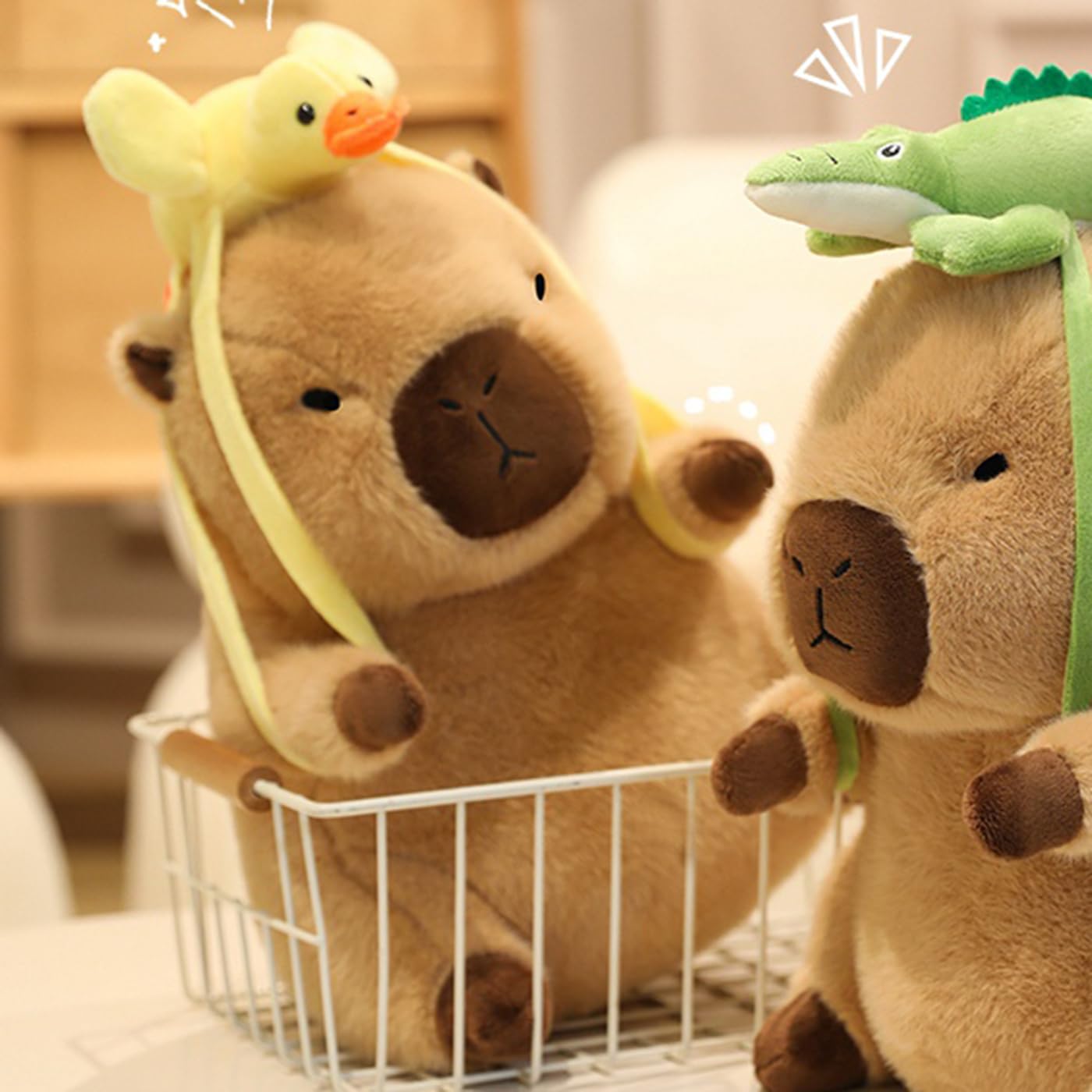 GOOC 9 Inch Soft Capybara with Removable Duck Bag Stuffed Animals Capybara Plush Toys Fluffy Plushies Fuzzy Doll Gift for Kids and Lovers in Birthday, Valentine's Day
