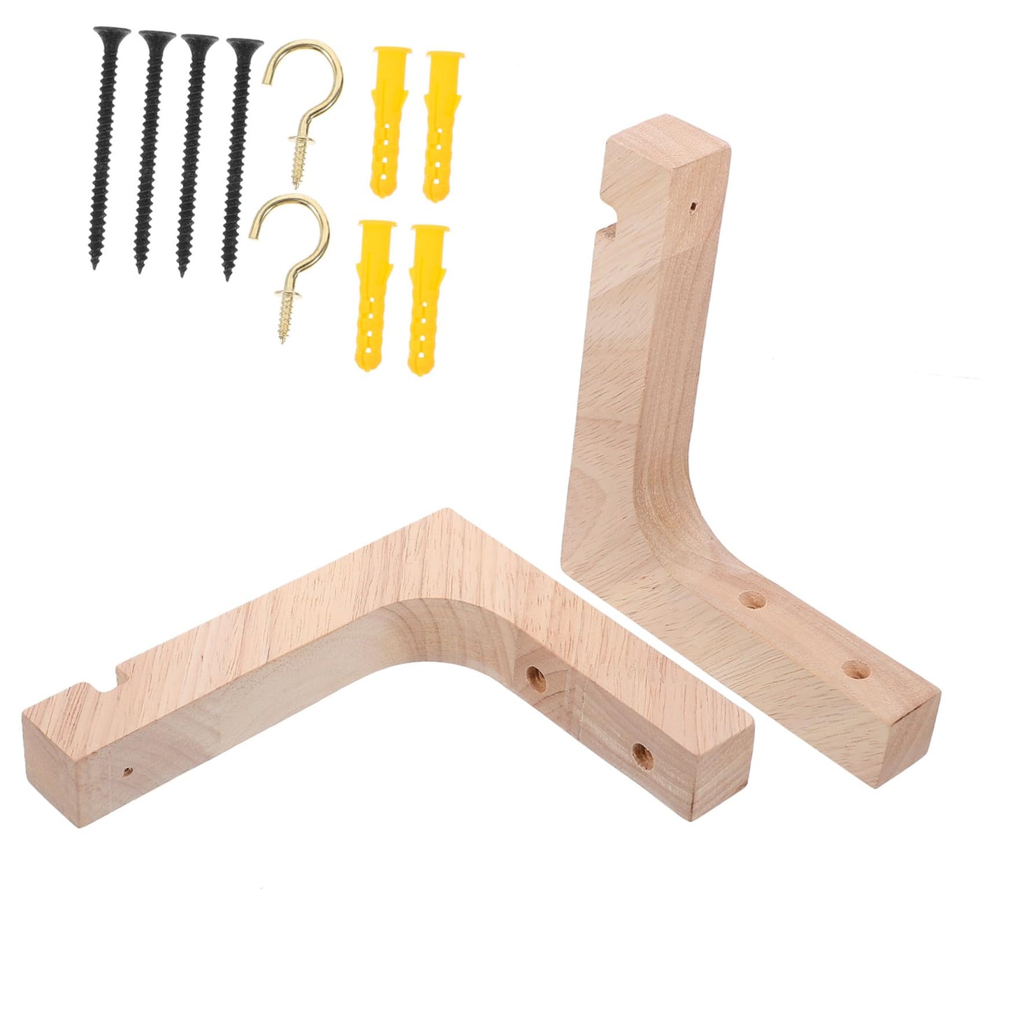 SEWOART Wooden Plant Hanger Hooks 2pcs Wall Mount Heavy Duty Plant Brackets for Indoor Outdoor Hanging Planters Natural Wood Finish Supports