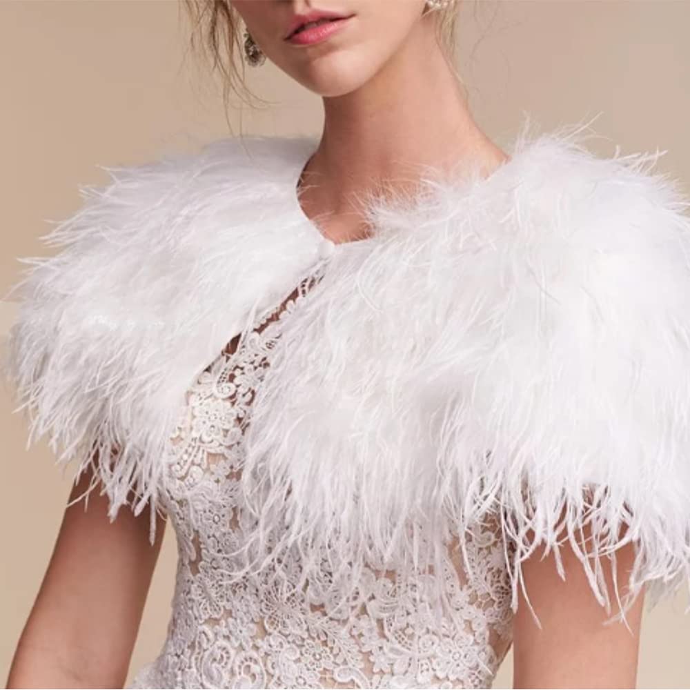 White 2Yard Ostrich Feather Fringe Trim 4-6inch in Width for DIY Costume Sewing Craft Decor Dress Accessories Party Supplies Festival Outfits