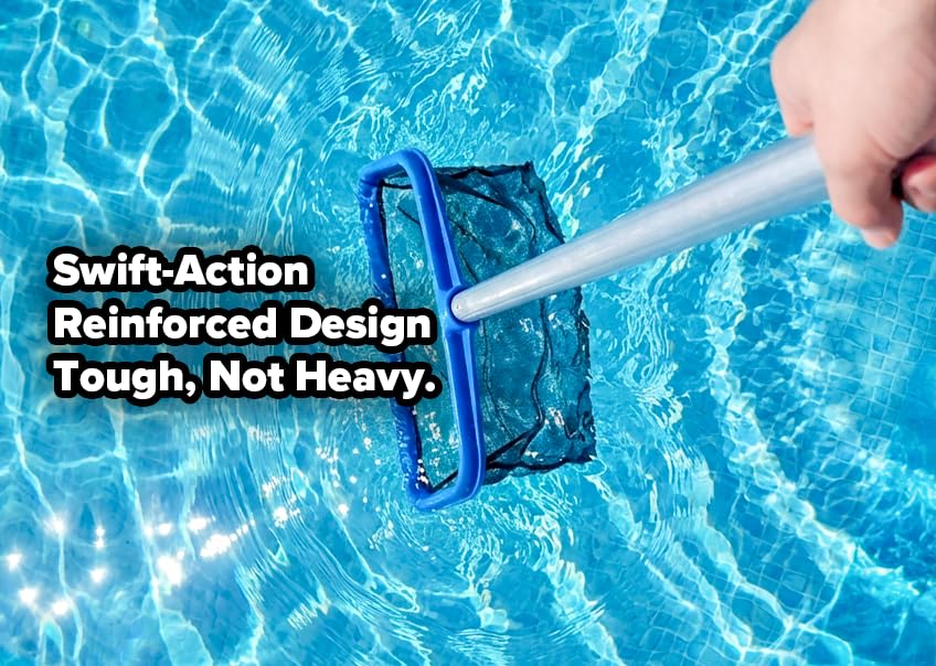 Pool Skimmer Net for Leaves - Leaf Rake for Pool Cleaning // Swimming Pool Leaf Net - Heavy Duty, Reinforced Frame, Large Capacity Pool Rake // The Ultimate Pool Rake for Inground & Above Ground Pools
