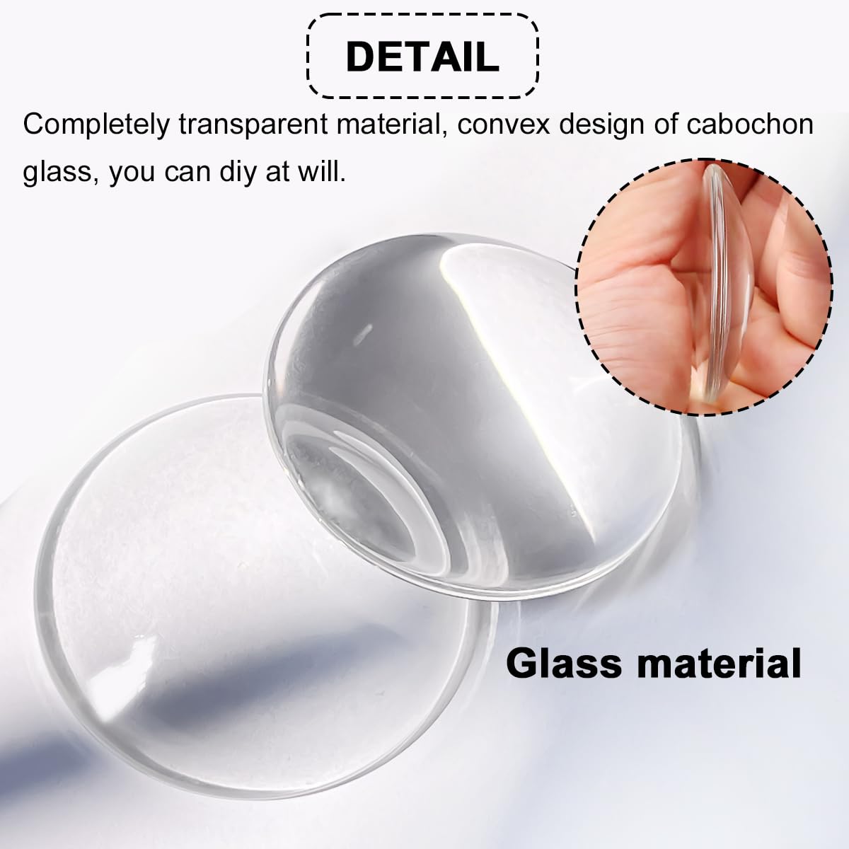Clear Glass Cabochon 2Inch Round Dome Cabochons 25PCS Transparent Glass Cabochons with Flat Backs Glass Dome for DIY Crafts Photo Pendant Jewelry Making(50MM,25PCS)