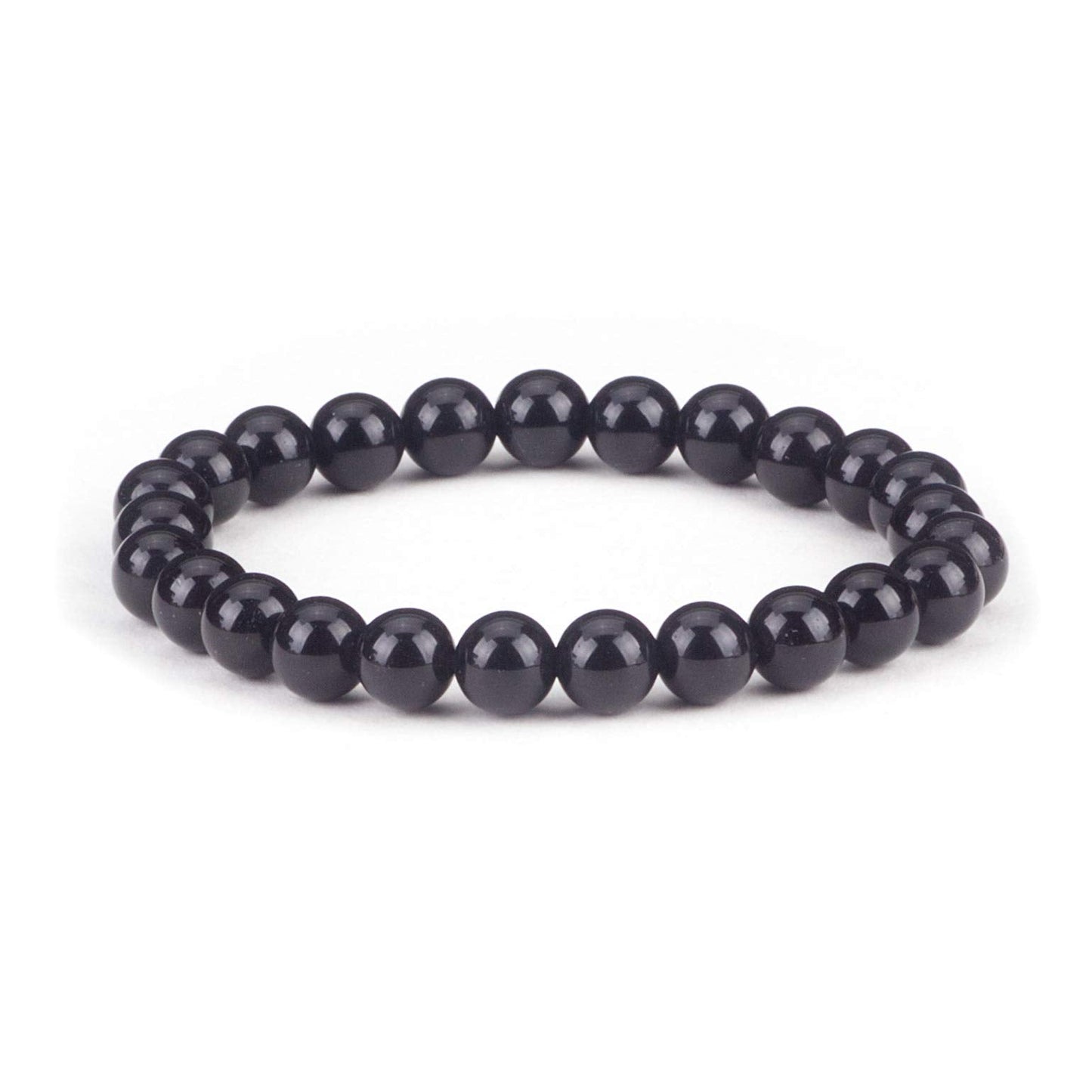 Cherry Tree Collection Black Obsidian Beaded Bracelet – Genuine 8mm Gemstone Stretch Bracelet for Men & Women – Handmade Crystal Bracelet - (Black Obsidian - M)