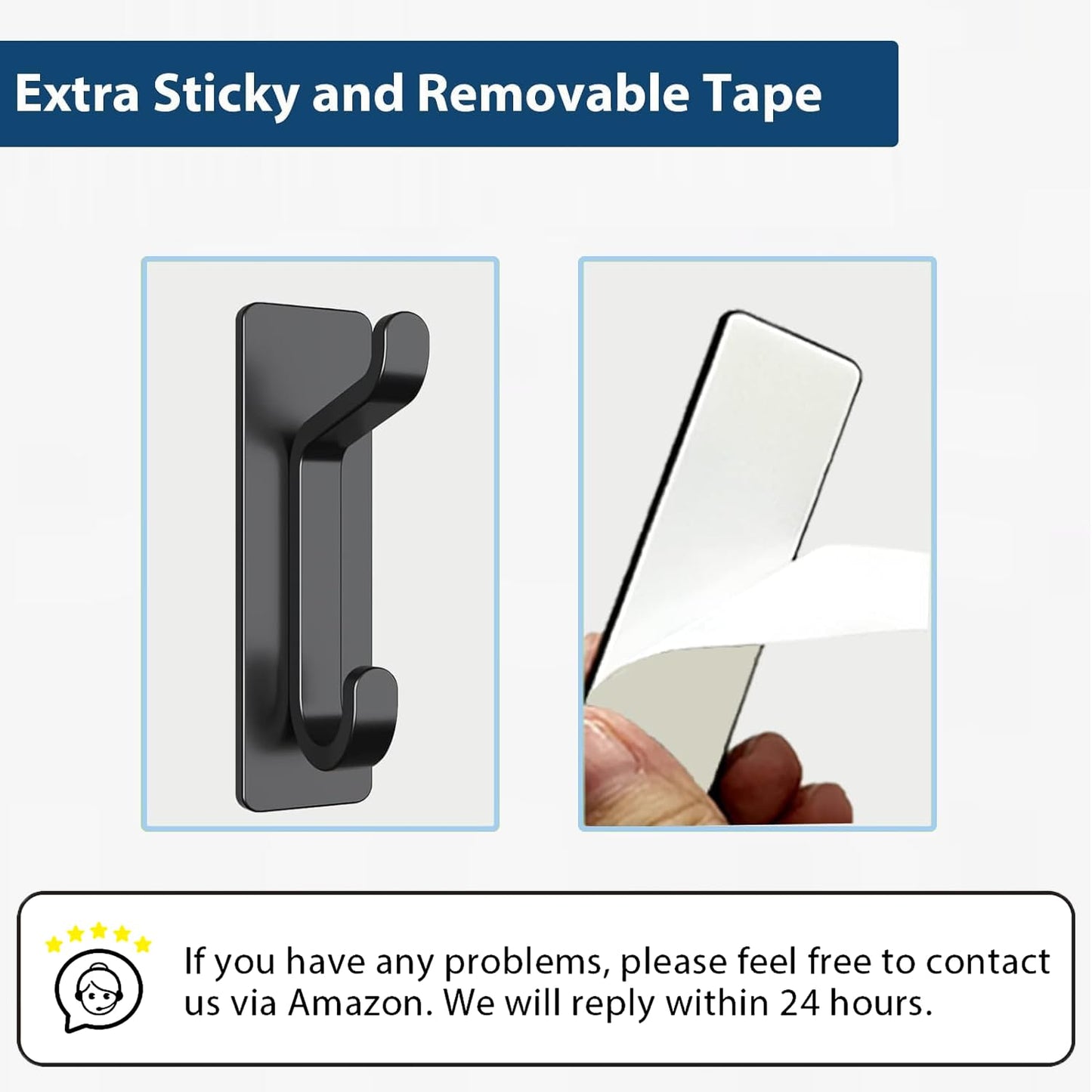 pickpiff Wall Hooks for Coat and Towel: 13LB Strong Adhesive Door Hanger Stick on, Black 6 Pack