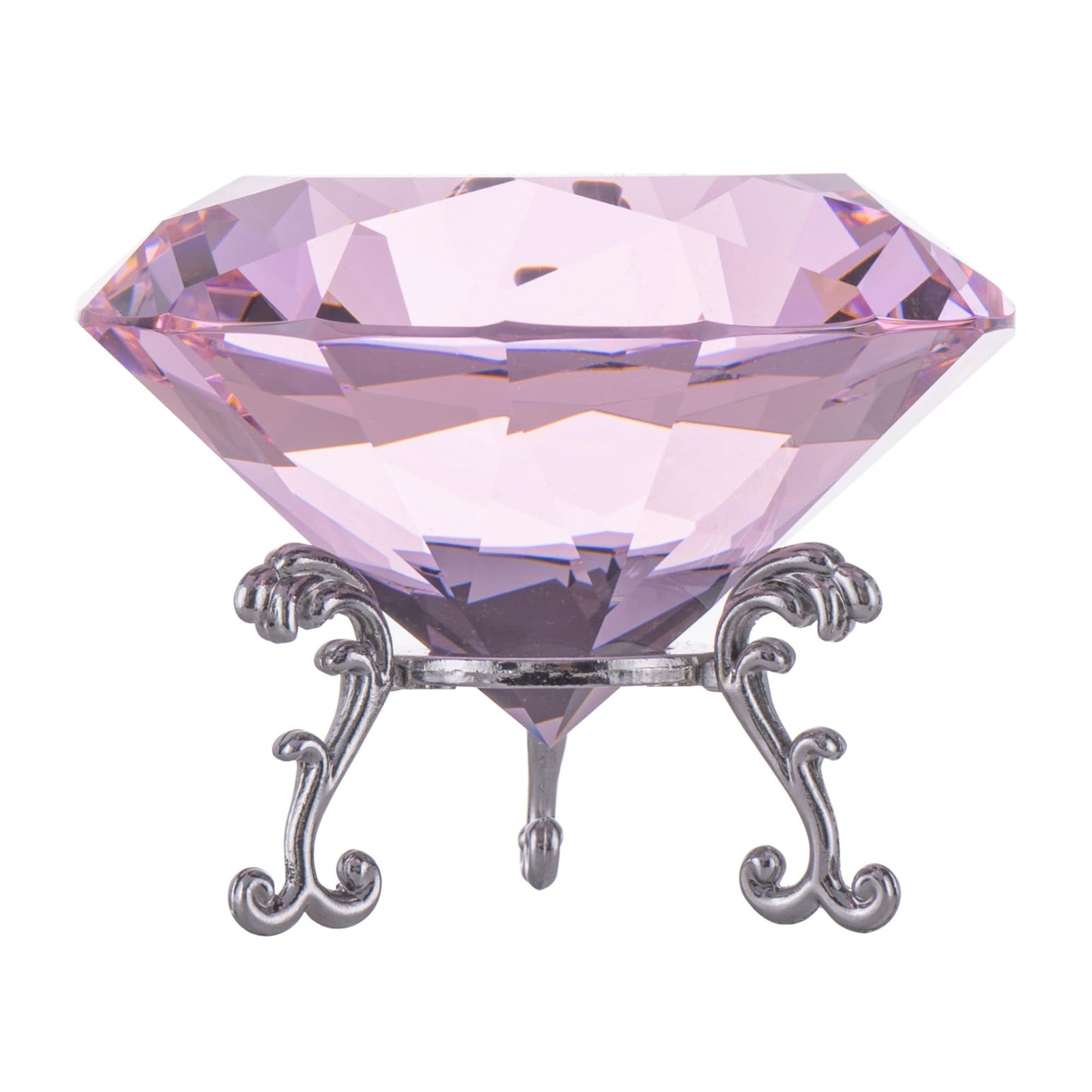 QIANCHANG Pink Crystal Diamond Paperweight 80mm Large Faceted Glass Diamonds Prisms Jewels Gemstones for Home Wedding Table Decoration