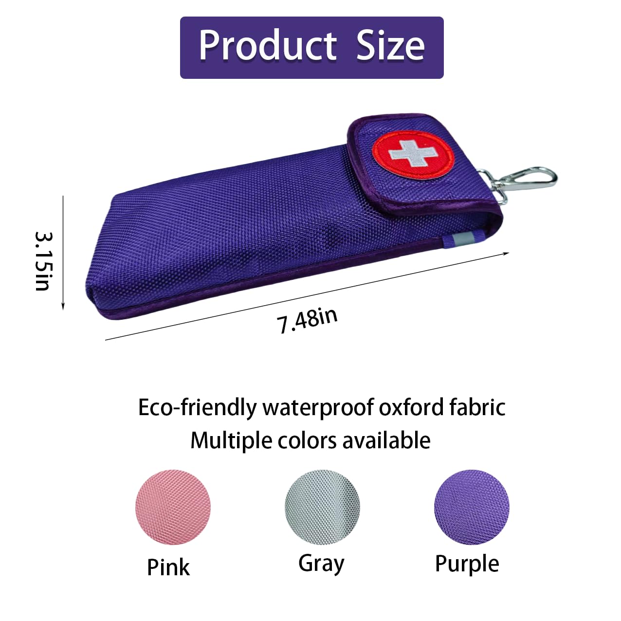 Epipens Carrying Case for 2 Pack,Portable Travel Epipen Insulation Heat Resistant, Allergy Medication Storage Emergency Kit for Men Women, Diabetes Sports Outdoors Bag for Travel (Purple)