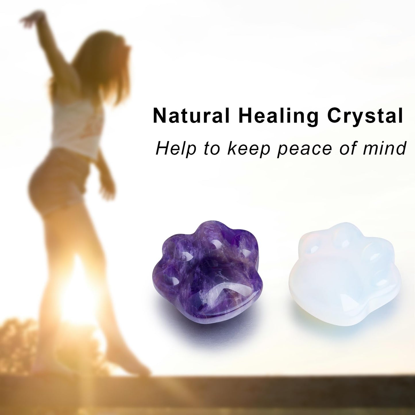 Cat Amethyst Crystals and Healing Stones, Natural Stone for Anxiety Relief, Emotional Balance & Positive Energy, Worry Stones for Stress Relief, Unique Gift for Crystal Cat Lovers Women Men (Amethyst)